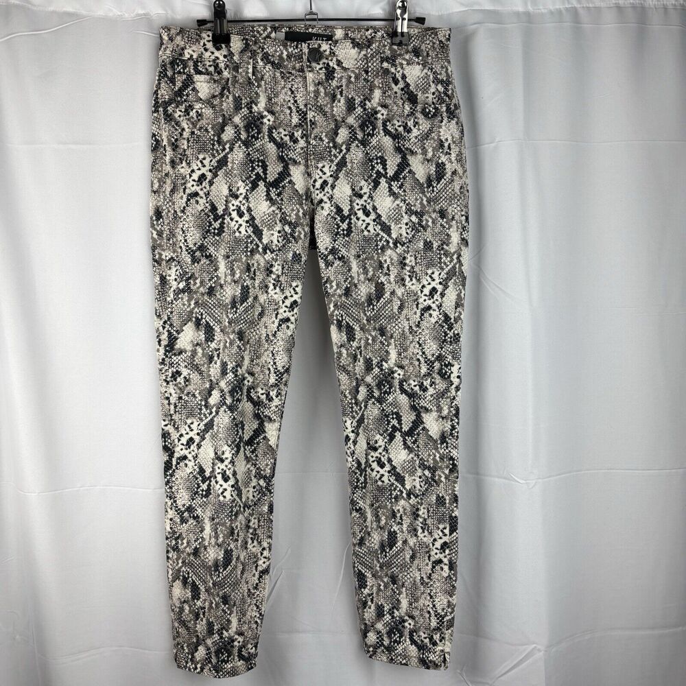 Kut from the Kloth Jeans Women's 4 Connie Skinny‎ Crop Gray Snakeskin Denim Pant
